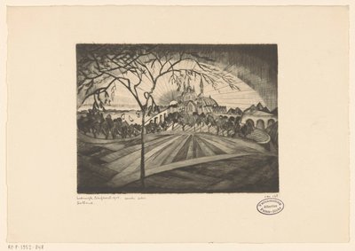 Auringonlasku Coucher de soleil (alkuperäinen nimi esineessä) tekijältä Lodewijk Schelfhout (signed by artist)