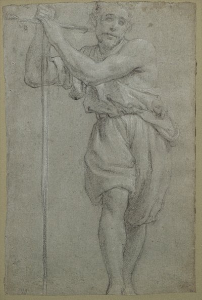 Mies nojaa puuristille (pastelli) tekijältä Lodovico (attr. to) Carracci