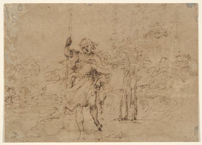 Pyhä Christopher (vai Saint Roch?) maisemassa tekijältä Lodovico Carracci