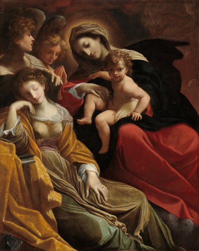 Pyhän Katariinan Aleksandrialaisen unelma, n. 1593. tekijältä Lodovico Carracci