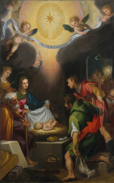 Paimenten palvonta Pyhän Katariina Aleksandrialaisen kanssa, 1599. tekijältä Lodovico Cigoli