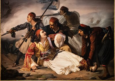 aLa mort de Marco Botzaris, c.1841 (oli sobre tela)finès tekijältä Lodovico Lipparini