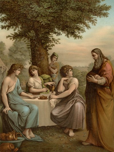 Abraham viihdyttää enkeleitä tekijältä Lodovico after Carracci