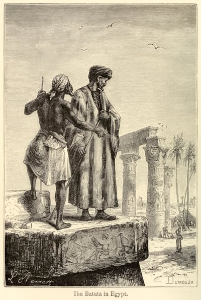 "Ibn Battuta Egyptissä" keskiaikainen matkailija Muhammad Ibn Battuta vierailee Egyptissä tekijältä Léon (after) Benett