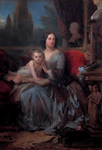 Maria Brignole-Sale De Ferrari ja hänen poikansa Filippo, kirjoittanut Leon Cogniet. tekijältä Léon Cogniet