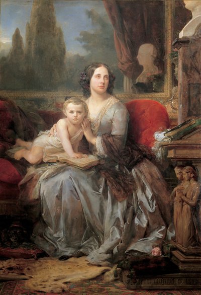 Maria Brignole-Sale, Gallieran herttuatar, ja hänen poikansa Filippo. tekijältä Léon Cogniet