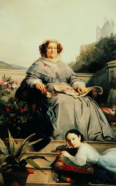Muotokuva rouva Clicquotista, s. Ponsardin 1777–1866 tyttärensä kanssa, vuosina 1851–1860. tekijältä Léon Cogniet