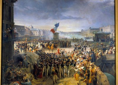 Pont Neufiin kokoontunut Pariisin kansalliskaarti lähti armeijaan syyskuussa 1792. Leon Cognietin maalaus (1794-1880) tekijältä Léon Cogniet
