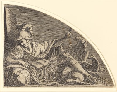 Mars istuu palkinnoilla tekijältä Léon Davent after Francesco Primaticcio