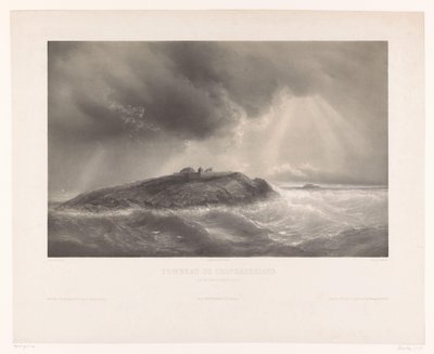Graf van Francois-Rene de Chateaubriand Chateaubriandin hauta (Ilot du Grand Bey, Rade de St. Malo) (otsikko esineessä) tekijältä Léon Jean Baptiste Sabatier