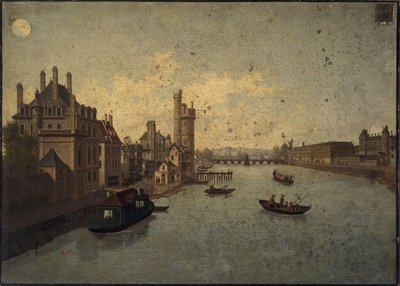 Hôtel de Conti, Tour de Nesle, Louvre, Pont-Neufista katsottuna, nykyiset 1. ja 6. kaupunginosat, noin 1885 -1895 (maalaus). tekijältä Léon Rolla