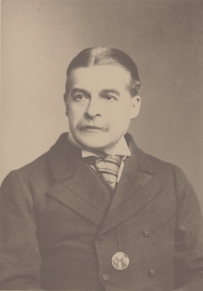 Säveltäjä Sir Arthur Sullivanin muotokuva 1842-1900, 1880-luku. tekijältä London . Photo studio Elliott and