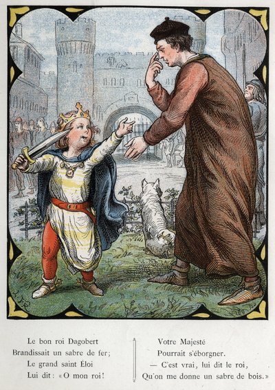 Lorenz Frolichin (1820-1908) kuvitus suositulle kappaleelle "The Good King Dagobert". Painos J. Hetzel.Noin 1880. tekijältä Lorens Frolich