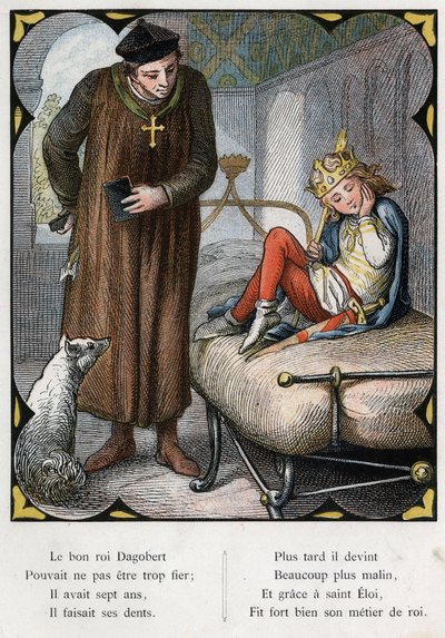 Lorenz Frolichin (1820-1908) kuvitus suositulle kappaleelle "The Good King Dagobert". Painos J. Hetzel. Noin 1880. (Hammassärky) . tekijältä Lorens Frolich