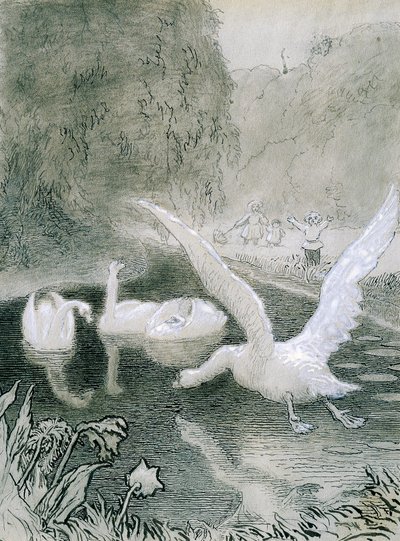Ruma ankanpoikanen, kuvitus Lorenz Frolich (1820-1908) Hans Christian Andersenin (1805-1875) sadulle tekijältä Lorens Frolich