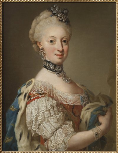 Sophie Madeleine de Danemark, reine de Suede - Sophia Magdalena Tanskasta (1746-1813), Ruotsin kuningatar, Pasch, Lorenz, nuorempi (1733-1805). Öljy kankaalle tekijältä Lorens the Younger Pasch