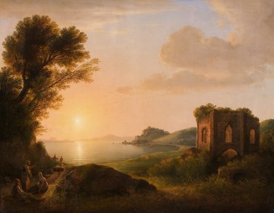 Baiaen lahti auringonlaskun aikaan tekijältä Lorenz Adolf Schönberger