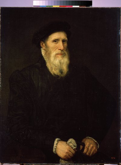""Vanhan miehen muotokuva"" (Vanhan miehen muotokuva) Lorenzo Lottolle (1480-1556) kuuluva maalaus n. 1550 Koko 93x72 cm Pietarin Eremitaaši tekijältä Lorenzo (attr. to) Lotto