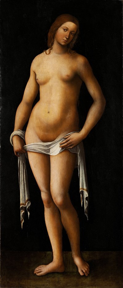 Venus - Peinture de Lorenzo Costa (1460-1535) - 1515-1517 - Öljy puulle - 174x76 - Hajuvesimuseo, Budapest tekijältä Lorenzo Costa