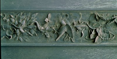Veistetty kehys, yksityiskohta pohjoisportista. Matalareliefinen pronssi tekijältä Lorenzo Ghiberti