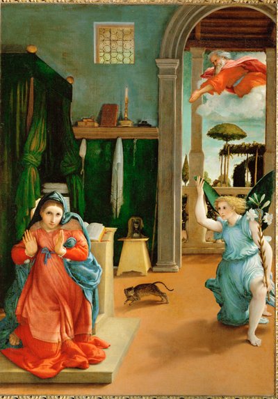 Annunciation (maalaus kankaalle) tekijältä Lorenzo Lotto