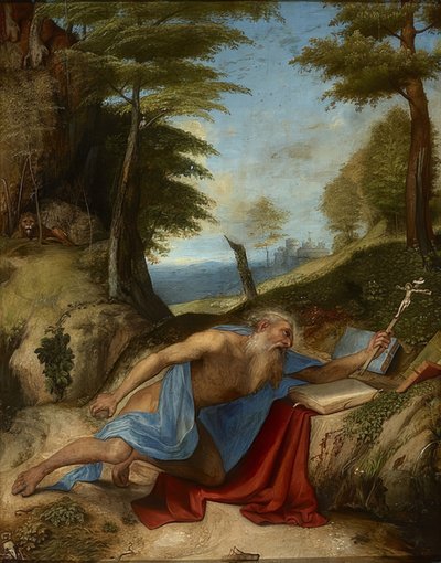 Katuva pyhä Hieronymus. Noin 1513 tekijältä Lorenzo Lotto