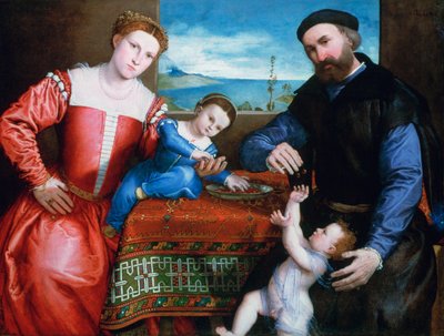 "Giovanni della Volta vaimonsa ja lastensa kanssa", c1547 tekijältä Lorenzo Lotto