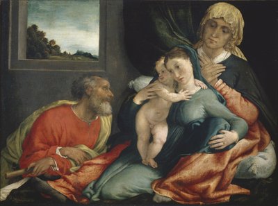 Pyhä perhe pyhien Annan ja Joakimin kanssa, 1535? tekijältä Lorenzo Lotto