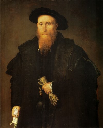 Muotokuva vanhasta miehestä hansikkaiden kanssa tekijältä Lorenzo Lotto
