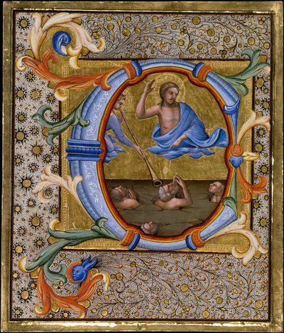 Viimeinen tuomio initiaalissa C, n. 1406-7. tekijältä Lorenzo Monaco