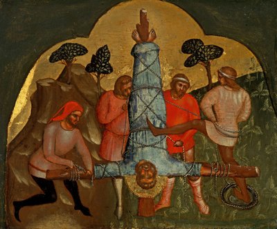 Peter Predellan ristiinnaulitseminen -paneeli, noin 1370. tekijältä Lorenzo Veneziano