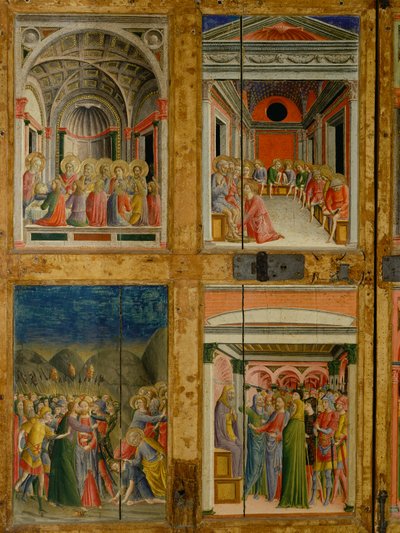 Santa Maria della Scalan ovien pyhäinjäännös. sisäpaneeli tekijältä Lorenzo di Pietro Vecchietta