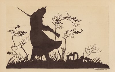 Saksalaisen sotilaan siluetti, ensimmäinen maailmansota (litho) tekijältä Lotte Nicklass