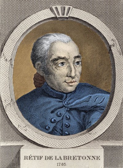 Muotokuva Restif de La Bretonnesta (1734-1806) - Binet, kaiverrus tekijältä Louis (after) Binet