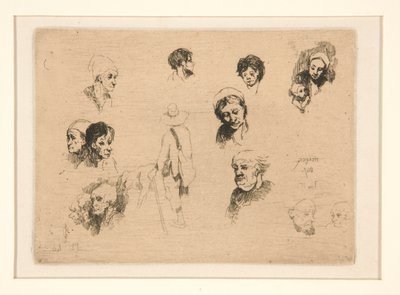 Erilaisia luonnoksia, päitä tekijältä Louis Adolphe Hervier