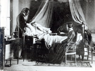 Lääkärin käynti potilaan luona, n.1840-50 (svetokuva) tekijältä Louis Adolphe Humbert de Mollard