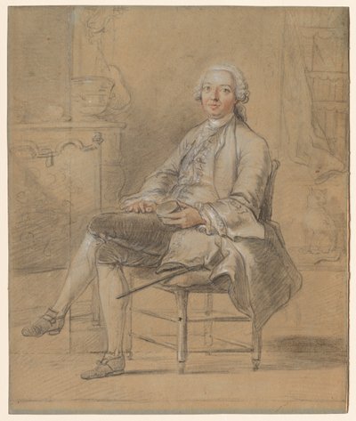 Istuva mies, jolla on nuuskalaatikko, c. 1750-1760. tekijältä Louis Aubert