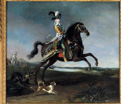 Lorraine Habsburgin, Ranskan kuningattaren (1755-1793) ratsastusmuotokuva Marie Antoinettesta Louis Auguste Brunin (1758-1815) maalaus tekijältä Louis Auguste Brun