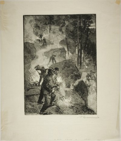 Saniaispolttimet metsässä tekijältä Louis Auguste Lepère