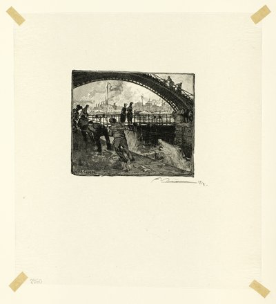 Canal Saint-Martinin sulku, kuudes levy teoksesta Le Long de la Seine et des Boulevards. tekijältä Louis Auguste Lepère