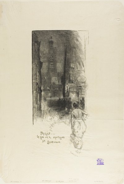 Pariisi: Rue de la Montagne-Ste-Geneviève (Rue de la Montagne-Ste-Geneviève). tekijältä Louis Auguste Lepère