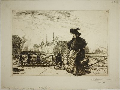 Île de la Cité Pont des Artsilta katsottuna tekijältä Louis Auguste Lepère