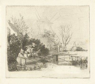 Kalastajat joen rannalla tekijältä Louis Bernard Coclers