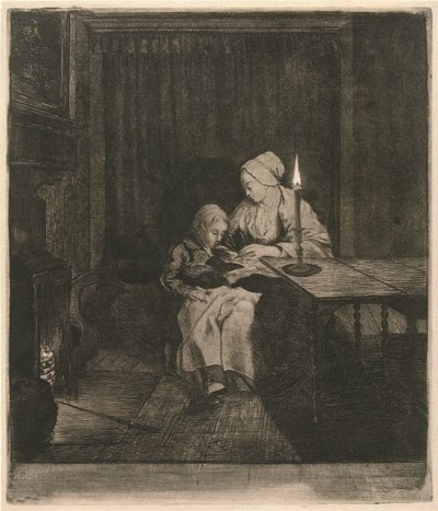 Äiti opettaa poikaansa Ohje tekijältä Louis Bernard Coclers