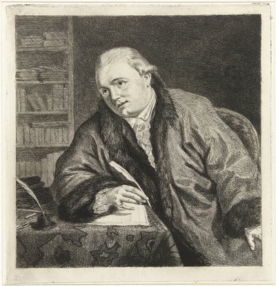 Muotokuva säveltäjästä ja etcheristä Johan Antoni Kauclitz Colizzi 1742-1808, 1780-luku tekijältä Louis Bernard Coclers