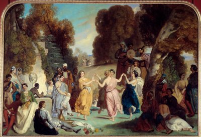 Muusien tanssi Louis Boulangerin (1806-1867) maalaus 1851 su. 2,2x3,25 m Pariisi, Carnavalet-museo tekijältä Louis Boulanger
