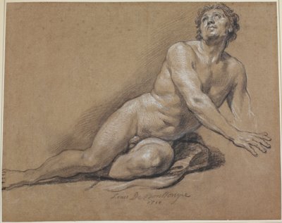 Makuuasennossa oleva miespuolinen alaston tekijältä Louis Boullongne the younger