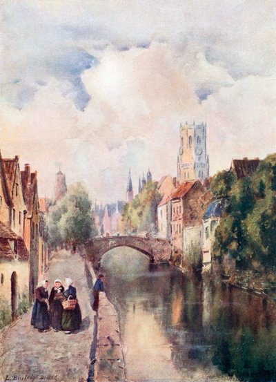 The Quay Vert, Brugge (värilitografia) tekijältä Louis Burleigh-Bruhl