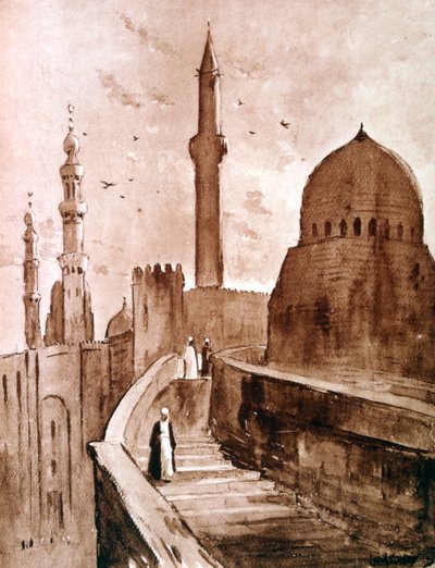 Citadel auringonnousun aikaan, Kairo, Egypti, 1928 tekijältä Louis Cabanes