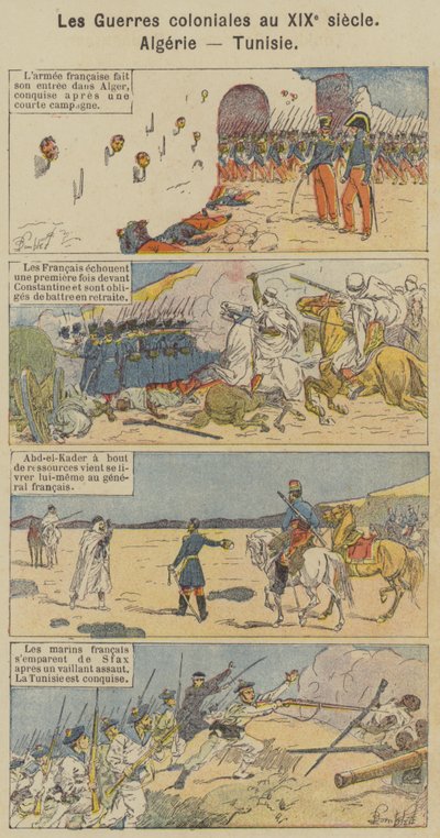 Siirtomaasodat 1800-luvulla, Algeria, Tunisia (väri litho) tekijältä Louis Charles (after) Bombled